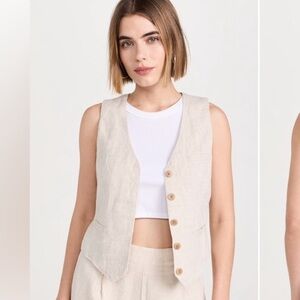 Madewell Single Breasted Linen Vest Madewell 100% linen cream vest